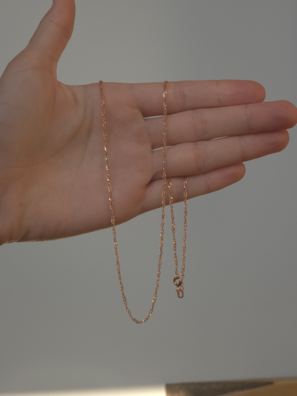 14k Solid Rose Gold Singapore Chain Necklace